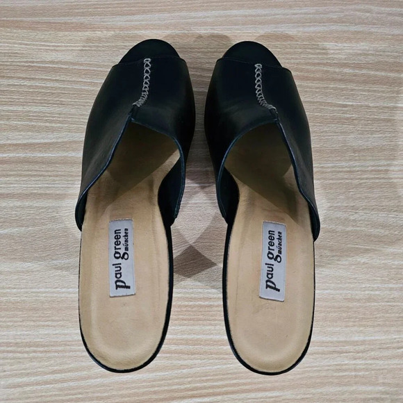 Paul Green Munchen Mule Heel Womens Shoe Black Leather Open Toe UK Size 7 - Picture 9 of 14